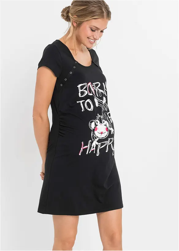 Camicia da notte allattamento con cotone, bonprix