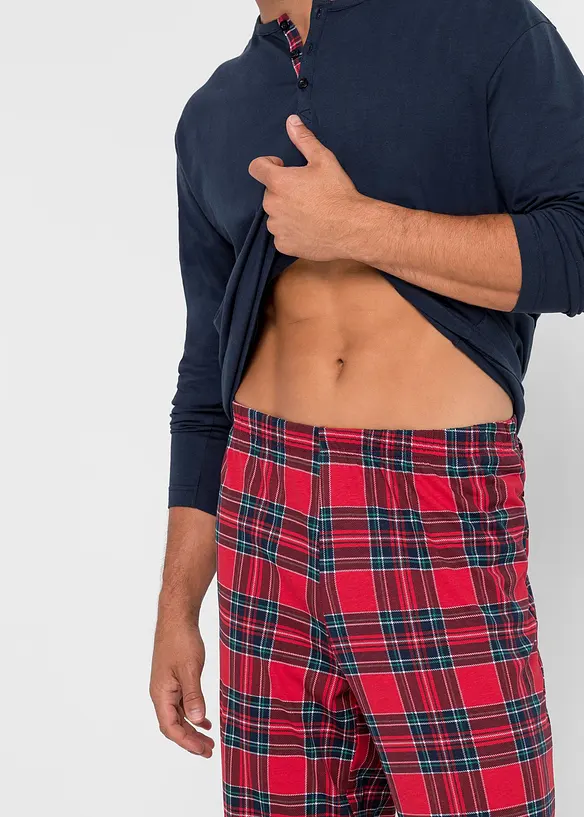 Pigiama in puro cotone con bottoni e maniche lunghe, bonprix