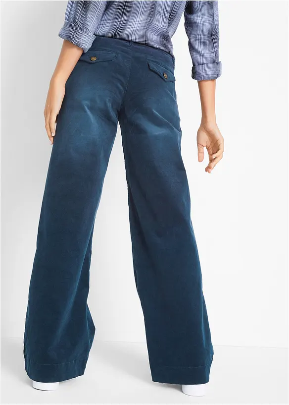 Pantaloni di velluto a coste elasticizzato, wide leg, bonprix
