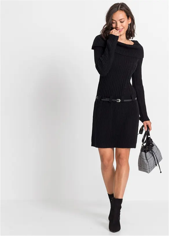 Abito in maglia con cintura, BODYFLIRT
