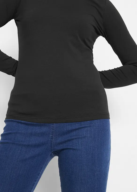 Maglia elasticizzata a collo alto e a maniche lunghe, bonprix