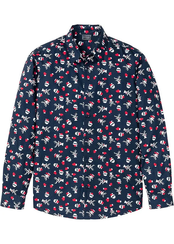 Camicia a maniche lunghe natalizia slim fit, bonprix
