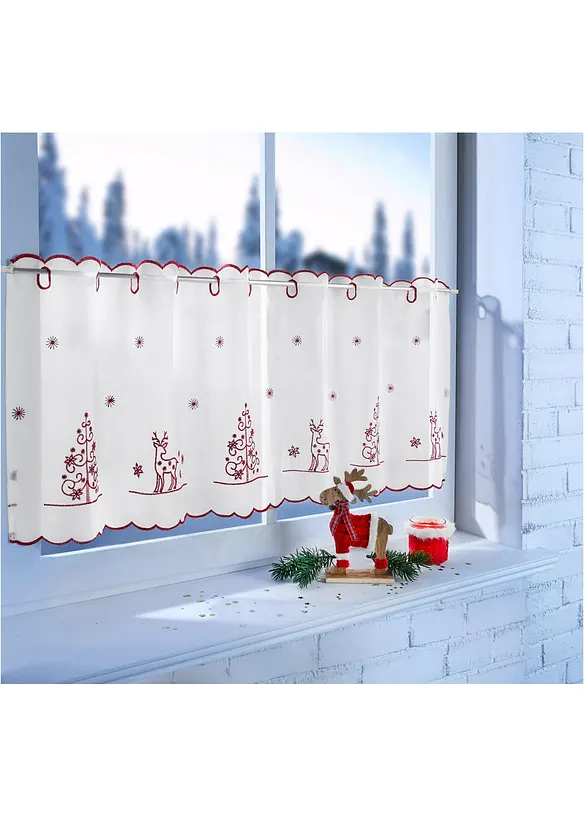 Tendina a vetro con abeti ricamati, bonprix