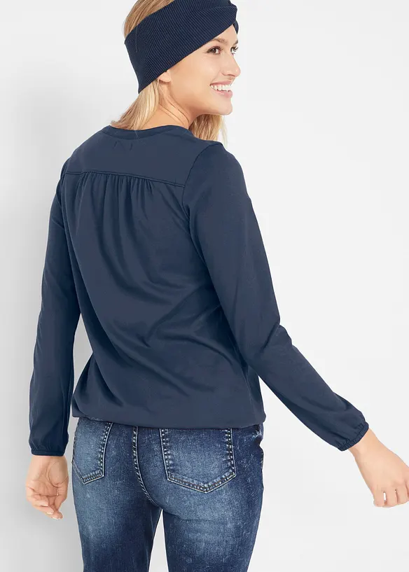Maglia serafino in cotone a maniche lunghe, bpc bonprix collection