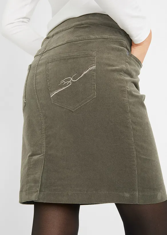 Gonna in velluto elasticizzato di cotone a coste con cinta comoda, bonprix