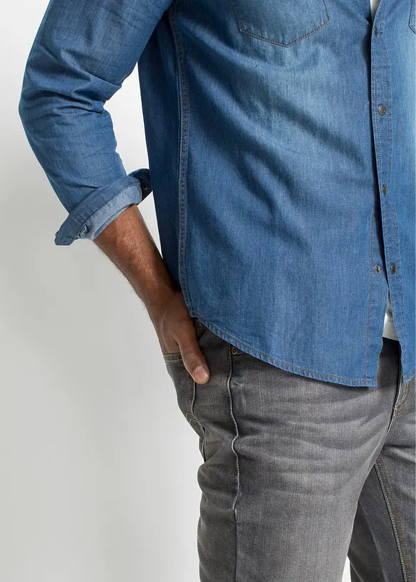 Camicia di jeans a maniche lunghe in puro cotone, slim fit, bonprix