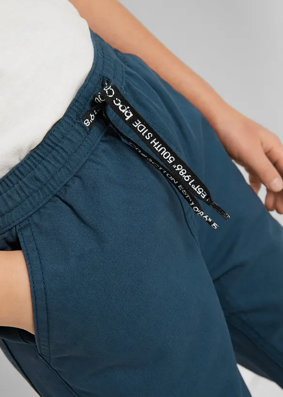 Pantaloni con elastico in vita in puro cotone, regular fit (pacco da 3), bonprix