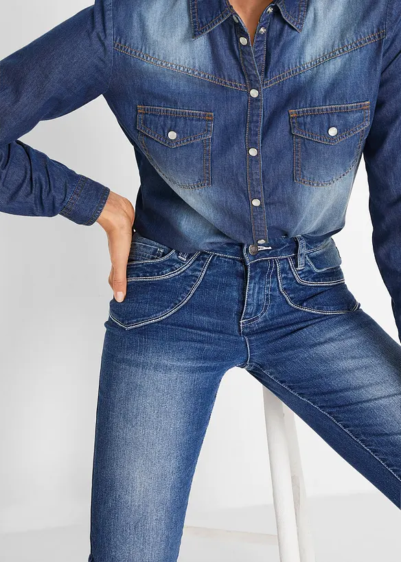 Jeans cropped straight, a vita media, bonprix