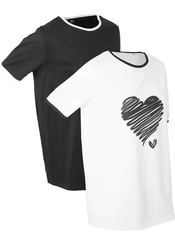 T-shirt lunga a maniche corte (pacco da 2), bonprix