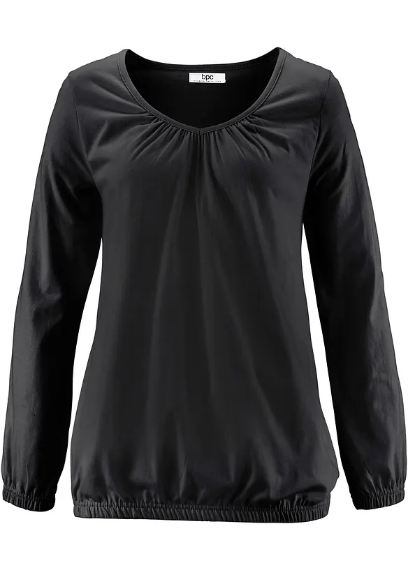Maglia a maniche lunghe in puro cotone con elastico, bonprix