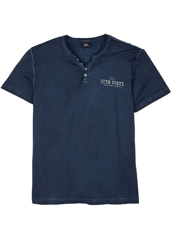Maglia serafino a maniche corte in puro cotone effetto lavato, bonprix
