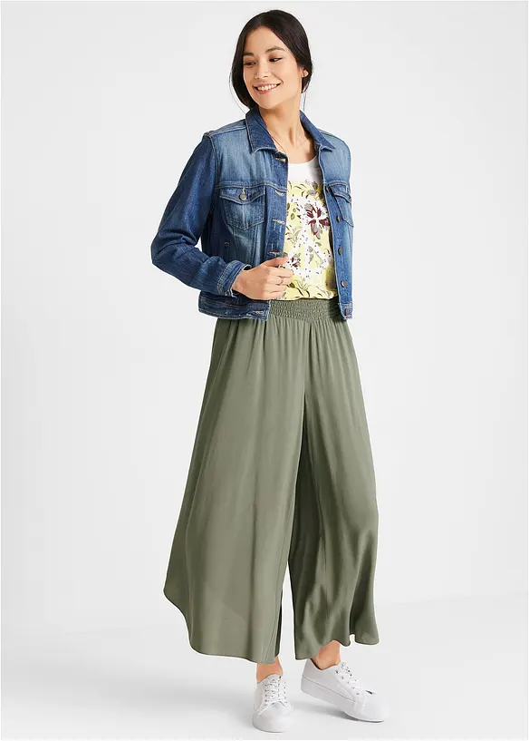 Pantaloni culotte al polpaccio in viscosa, bonprix