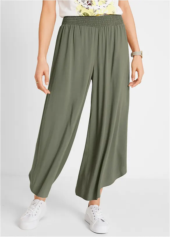 Pantaloni culotte al polpaccio in viscosa, bonprix