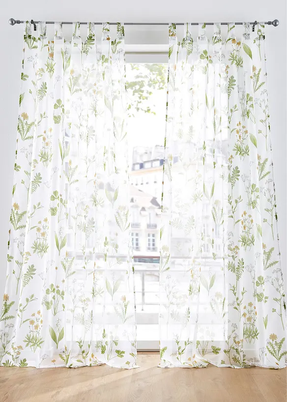 Tenda trasparente in fantasia floreale con poliestere riciclato (pacco da 1), bonprix