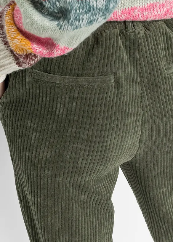 Pantaloni effetto velluto con elastico in vita, bonprix
