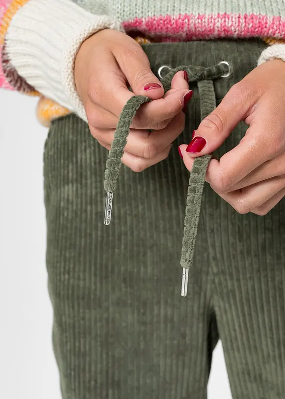 Pantaloni effetto velluto con elastico in vita, bonprix