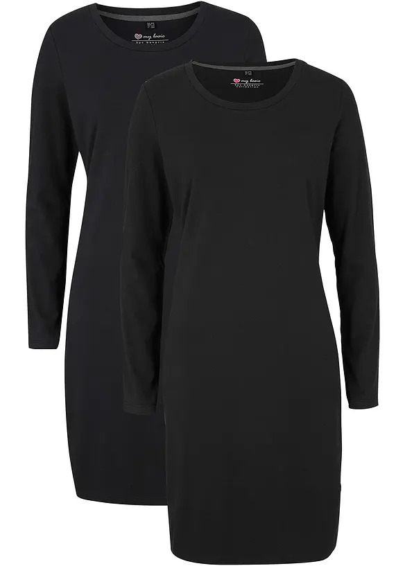 Abito in jersey aderente (pacco da 2), bonprix