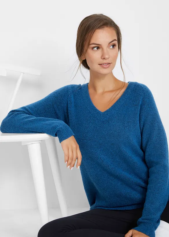 Maglione oversize con scollo a V, bonprix