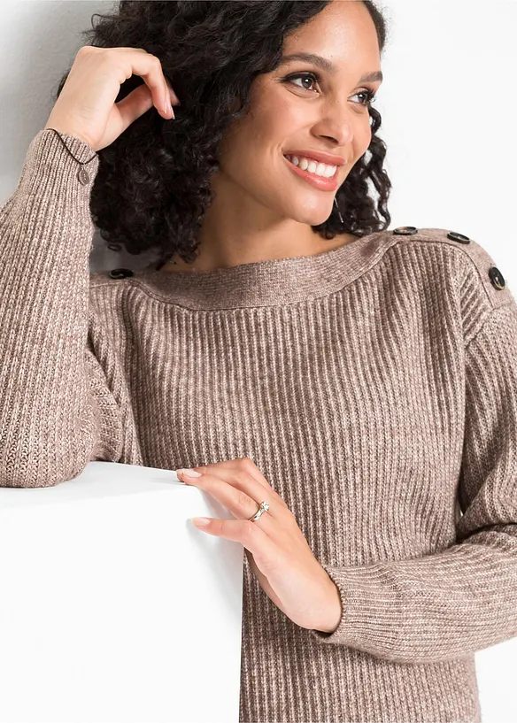 Maglione oversize con bottoni, bonprix