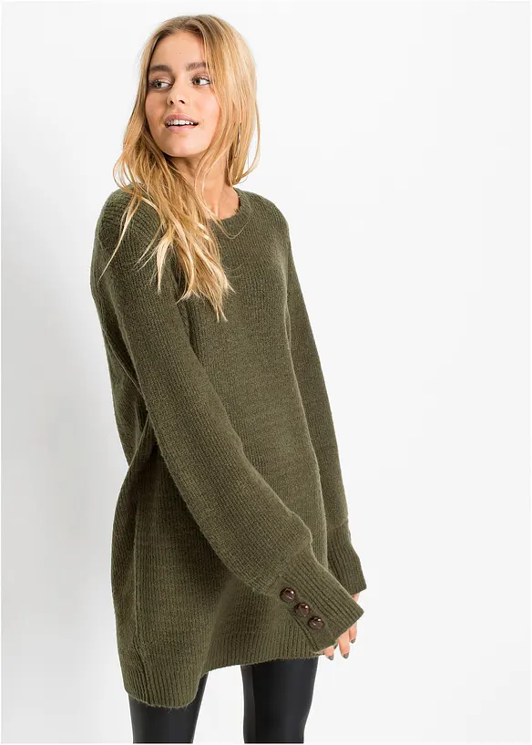 Maglione lungo con bottoni, bonprix