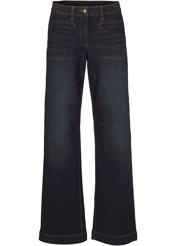 Jeans wide leg con bordo vita confortevole, vita media, bonprix