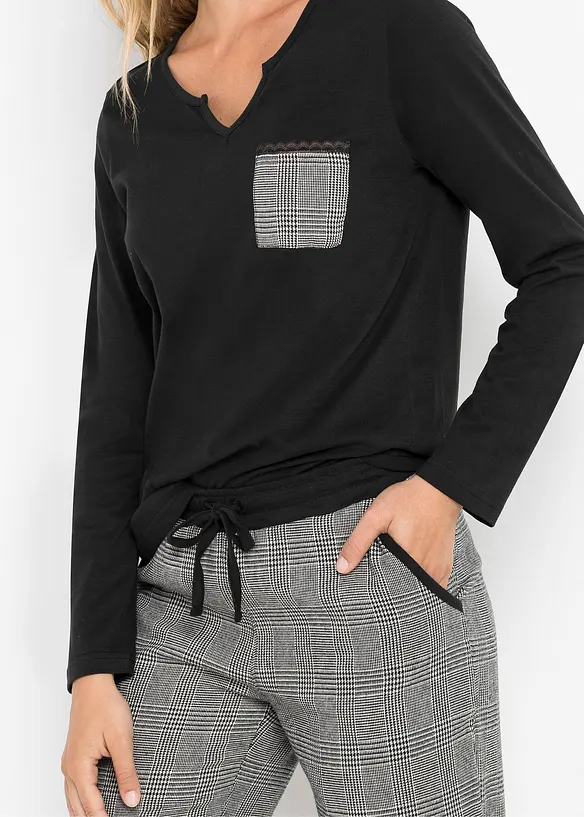 Pigiama con pantaloni in flanella, bonprix