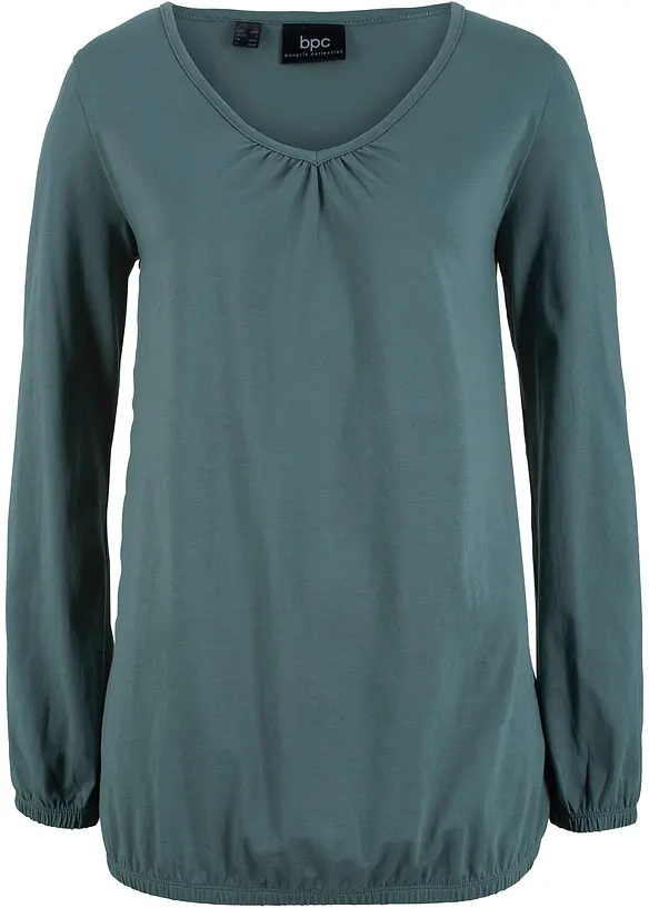 Maglia a maniche lunghe in puro cotone con elastico, bonprix
