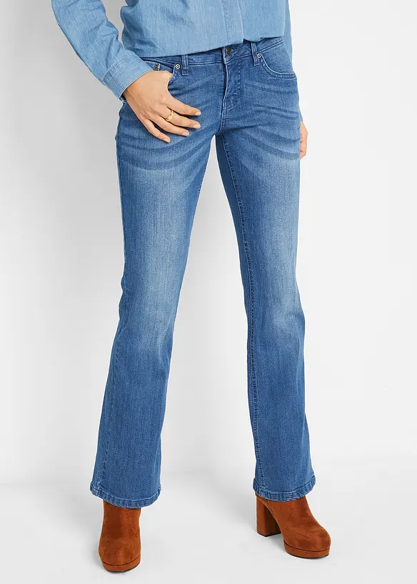 Jeans bootcut elasticizzati, vita media, bonprix