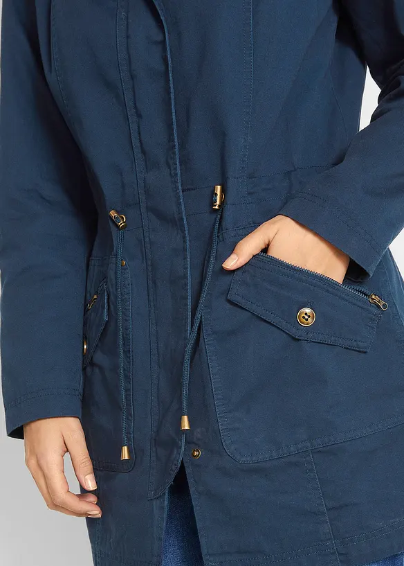 Parka corto in cotone a collo alto con coulisse, bonprix