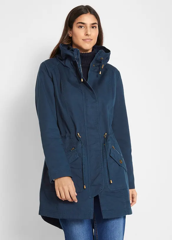Parka corto in cotone a collo alto con coulisse, bonprix