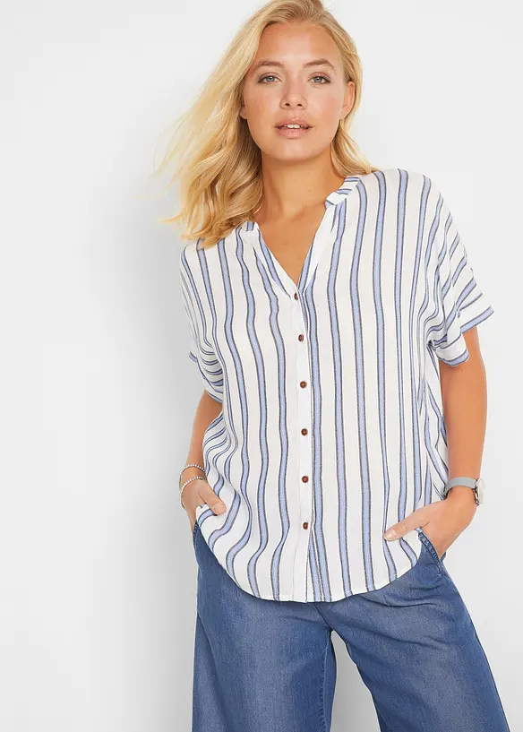 Camicetta crinkle in viscosa fluente, bonprix