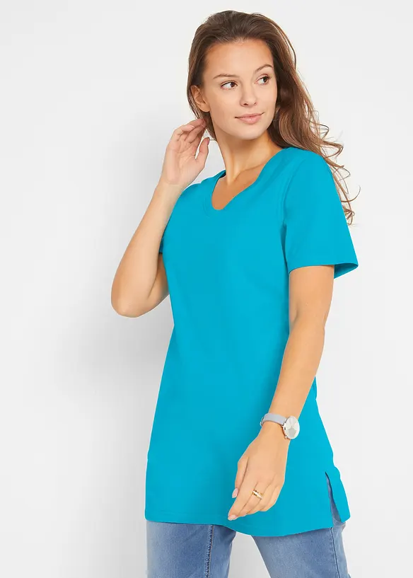 T-shirt lunga con scollo a V (pacco da 2), bonprix