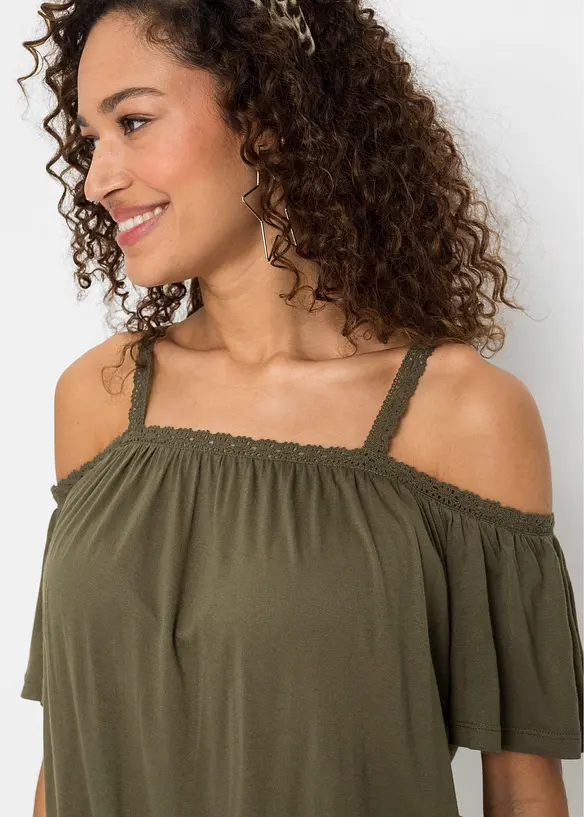 Maglia a spalle scoperte in morbida viscosa, bonprix