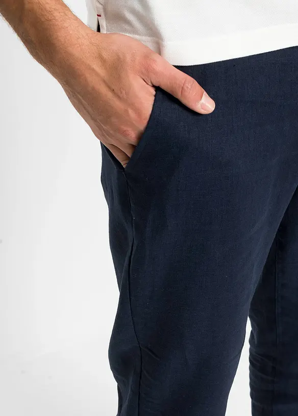 Pantaloni in lino con cinta comoda regular fit, straight, bonprix