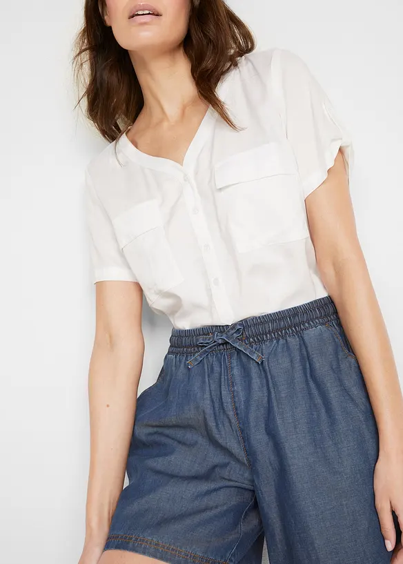 Shorts in denim leggero con lino, bonprix