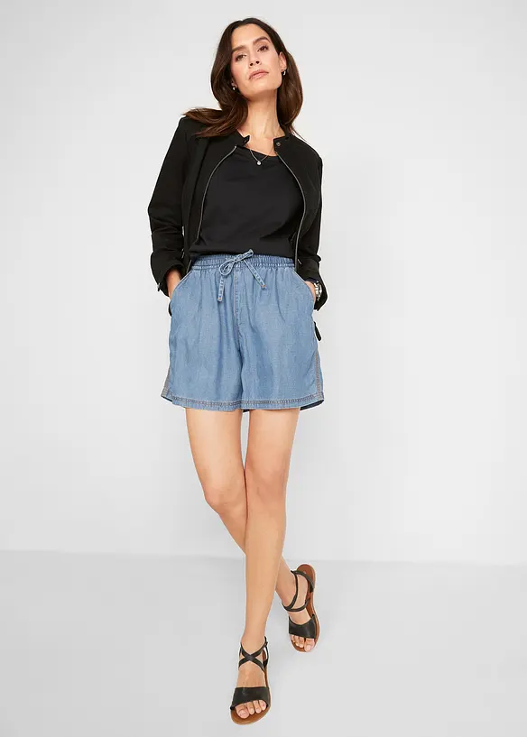 Shorts in denim leggero con lino, bonprix