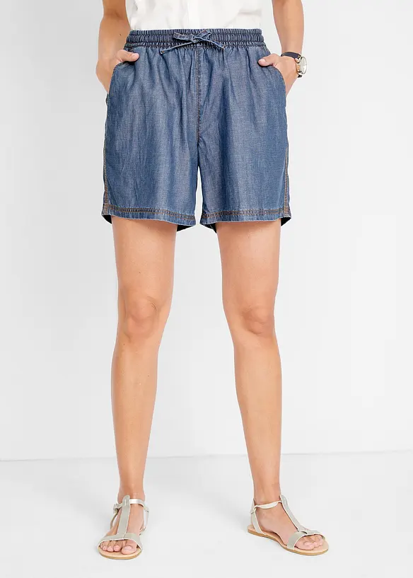 Shorts in denim leggero con lino, bonprix