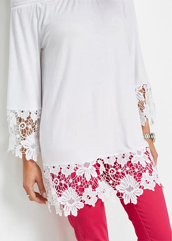 Tunica con spalle scoperte e pizzo, bonprix