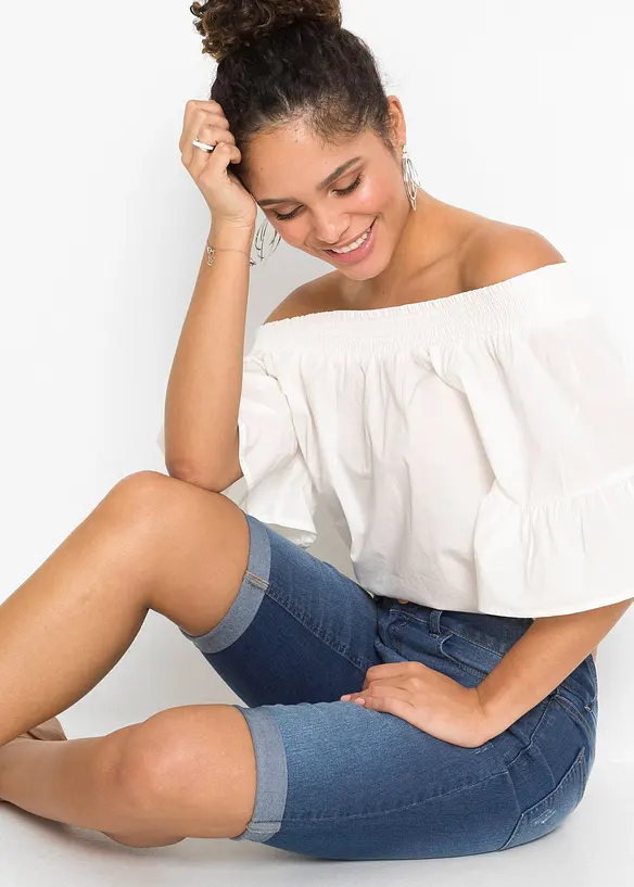 Bermuda in jeans, vita media, bonprix
