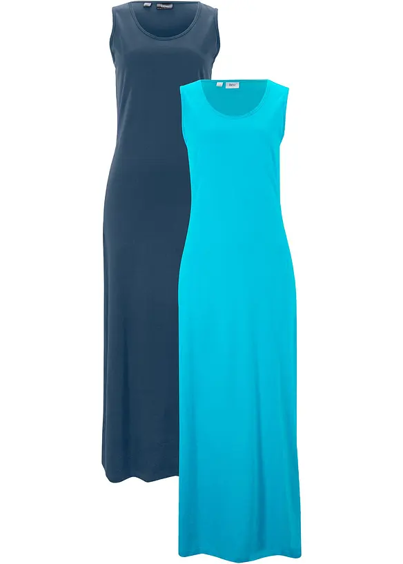 Abito lungo in puro cotone (pacco da 2), bonprix