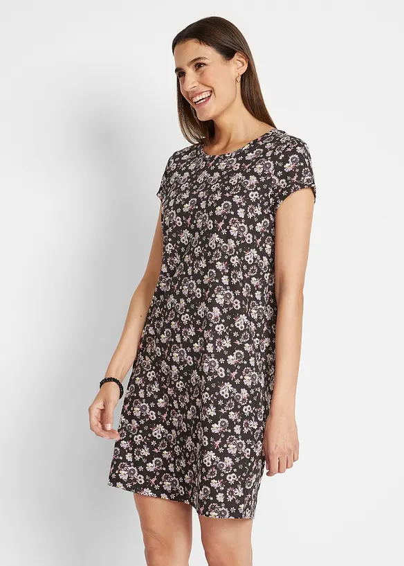 Abito in maglina con spacchi laterali in puro cotone (pacco da 2), bonprix