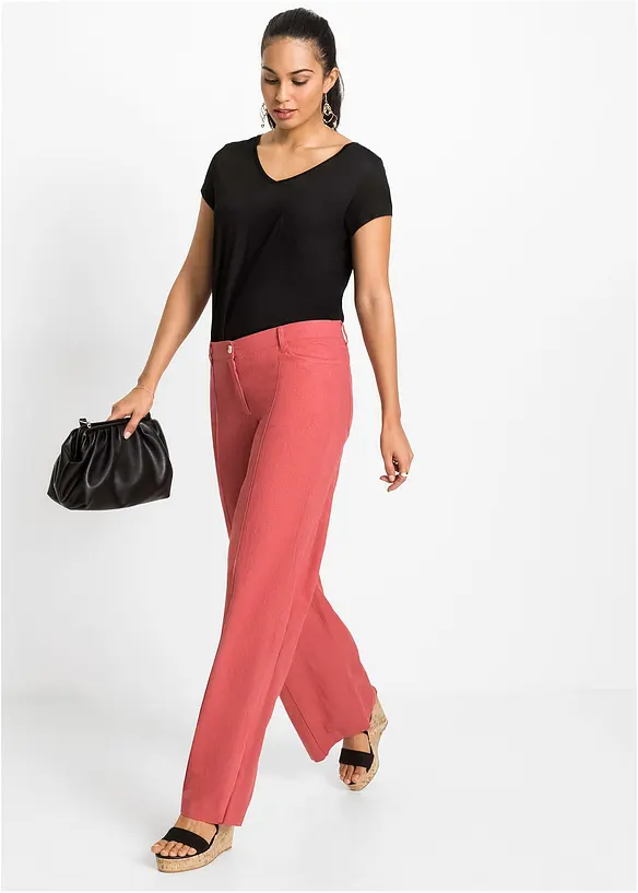 Pantaloni a palazzo in misto lino fresco e leggero, bonprix