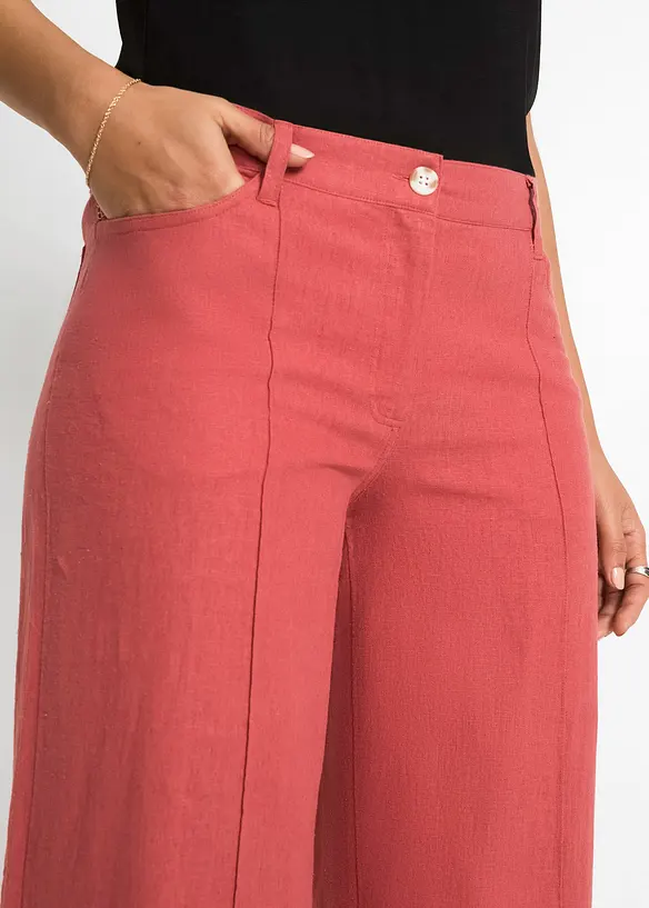 Pantaloni a palazzo in misto lino fresco e leggero, bonprix