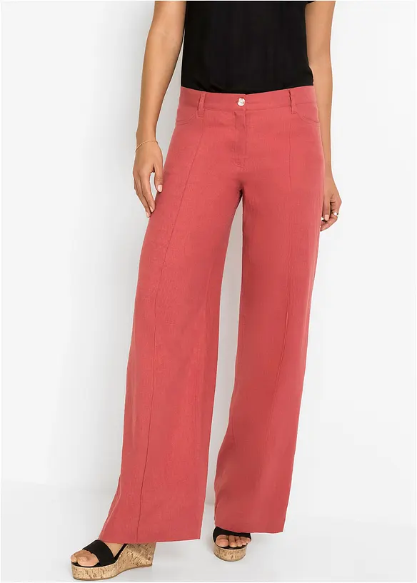 Pantaloni a palazzo in misto lino fresco e leggero, bonprix