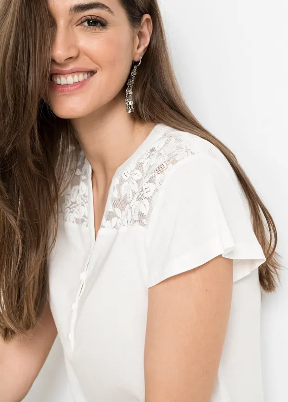 Maglia serafino in misto viscosa, bonprix