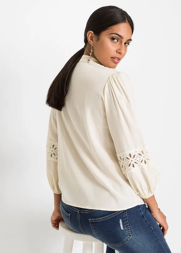 Camicetta con pizzo in misto viscosa morbido, bonprix