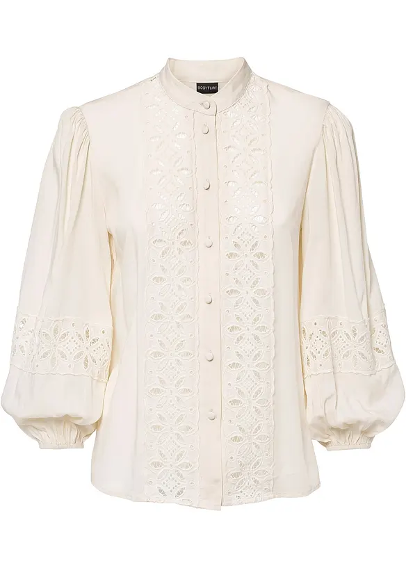 Camicetta con pizzo in misto viscosa morbido, bonprix
