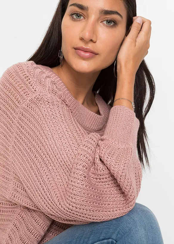 Maglione traforato oversize, bonprix