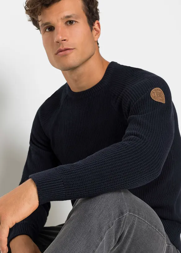 Maglione in filato grosso con cotone riciclato, bonprix