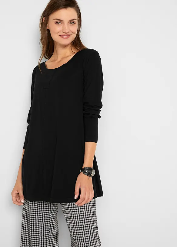 Maglia a maniche lunghe in misto cotone e viscosa, bonprix